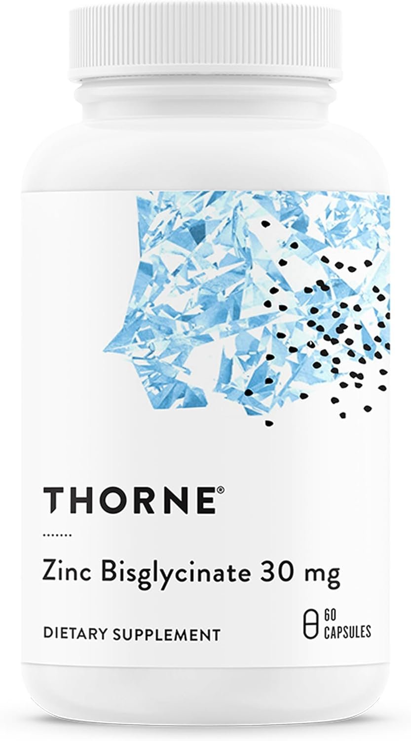 THORNE – Zinc Bisglycinate 30mg – Daily Support for Skin, Eye & Immune System Health* – Chelated Zinc Supplement – 60 Servings