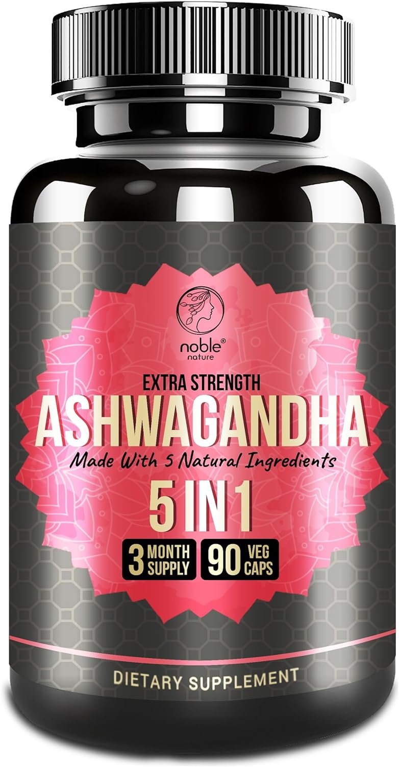 Ashwagandha Supplement with Turmeric, Rhodiola Rosea, Ginger Root, and Black Pepper Extract – 90 Veg Capsules