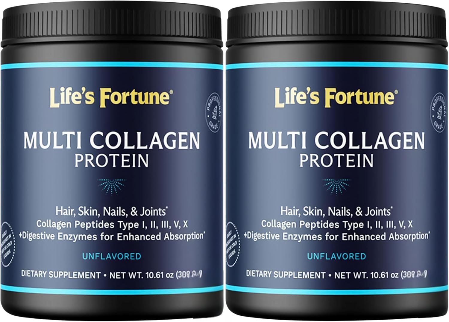 Life’s Fortune Multi Collagen Peptides Powder Drink Plus, for Women & Men – Type I, II, III, V, X, Blend with Digestive Enzyme – for Skin, Hair, Nails, Joints Health, Unflavored, 30 Serv (Pack of 2)