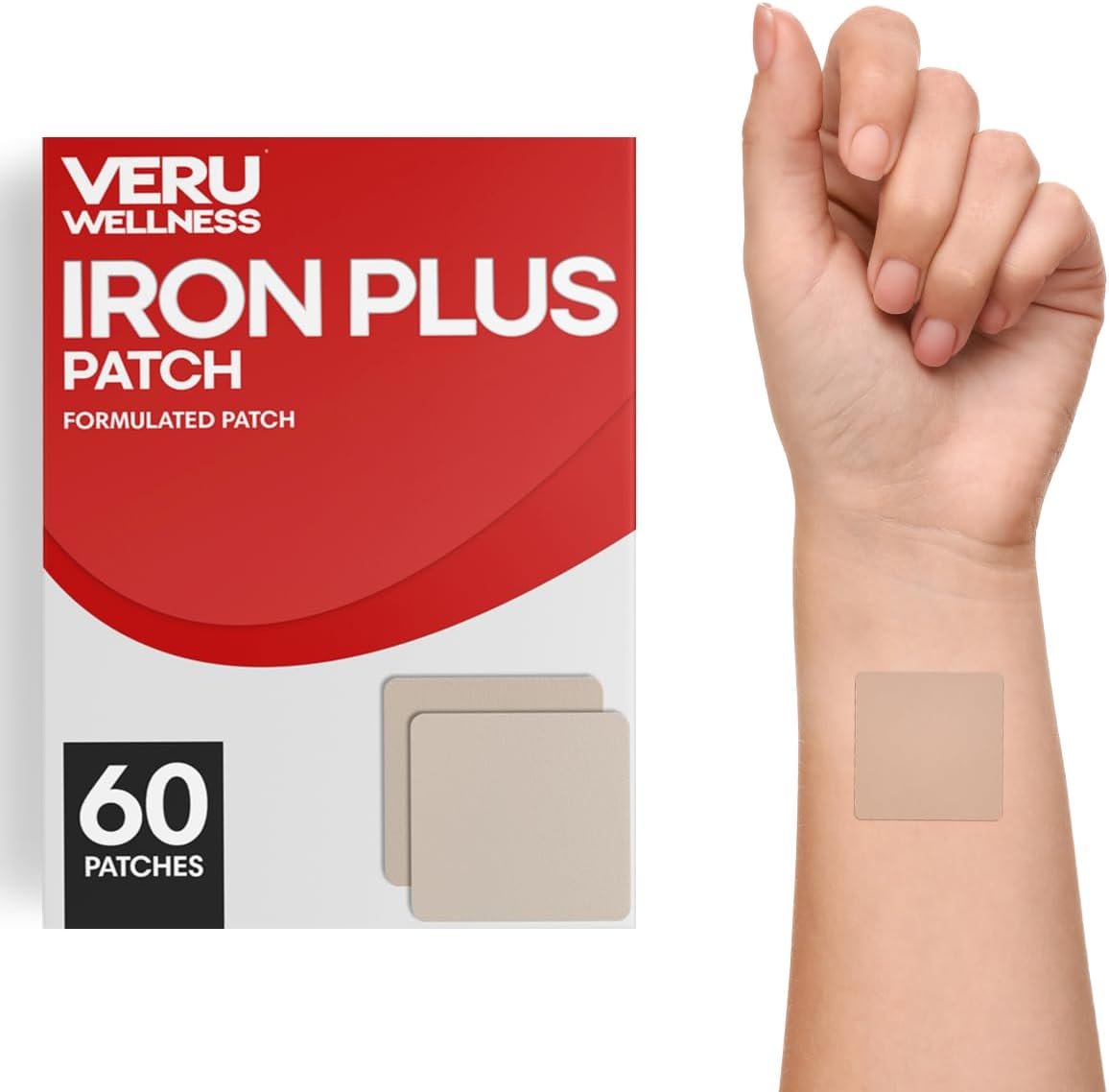 Veru Wellness Iron Plus Daily Patch – Iron Deficiency Support – Blood Levels and Energy (60 Day)