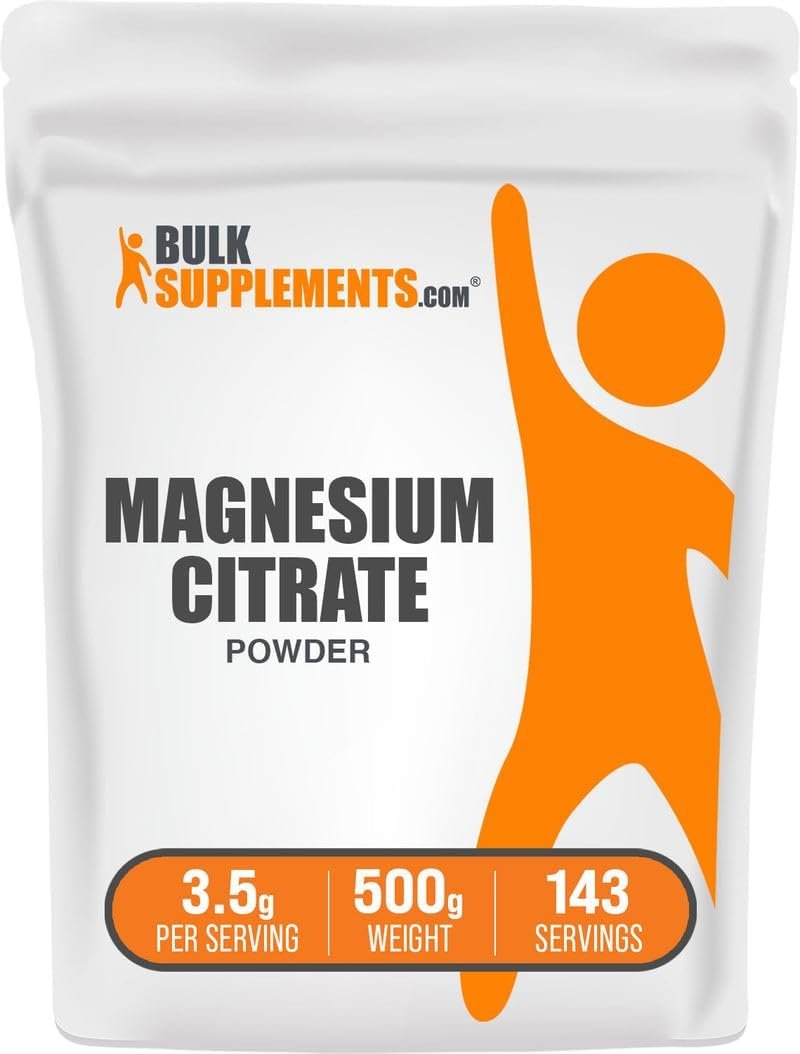 BulkSupplements.com Magnesium Citrate Powder – Magnesium Supplement, Mineral Supplement – Pure & Gluten Free, 3.5g per Serving, 500g (1.1 lbs) (Pack of 1)