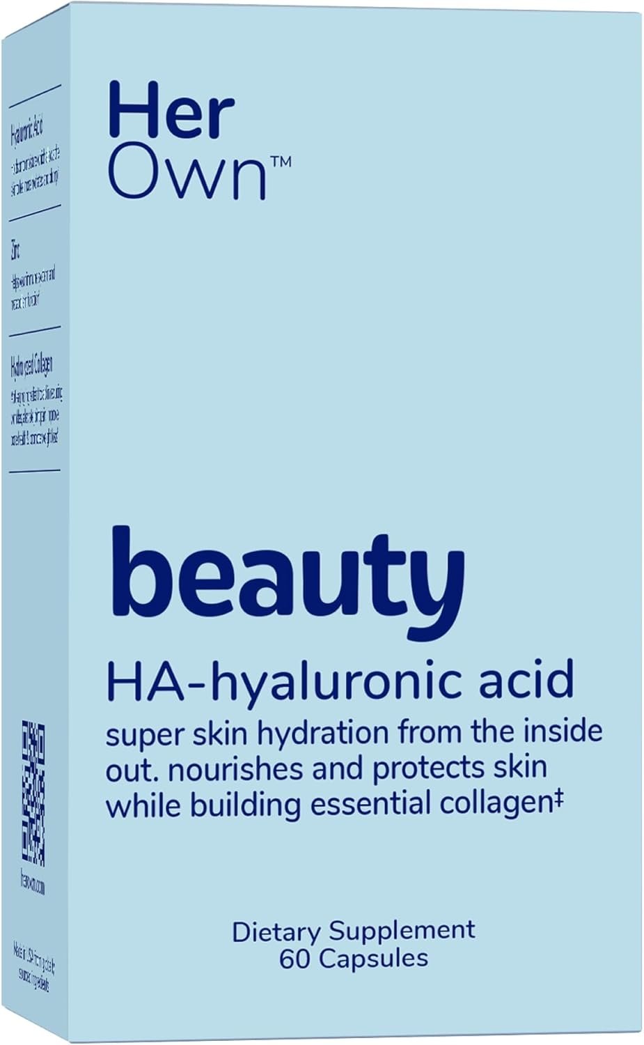 her own Beauty Hyaluronic Acid Capsules, Skin Hydration, Nourishes and Protects Skin, Essential Collagen, Hyaluronic Acid, Supports Beautiful Skin, with Zinc, Magnesium, Vitamin C, 60 Count