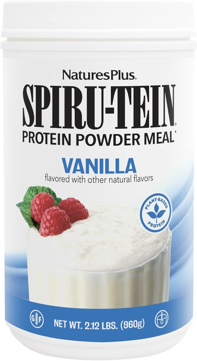 NaturesPlus SPIRU-TEIN, Vanilla – 2.12 lbs – Spirulina Protein Powder – Vitamins & Minerals for Energy – Vegetarian, Gluten Free – 32 Servings