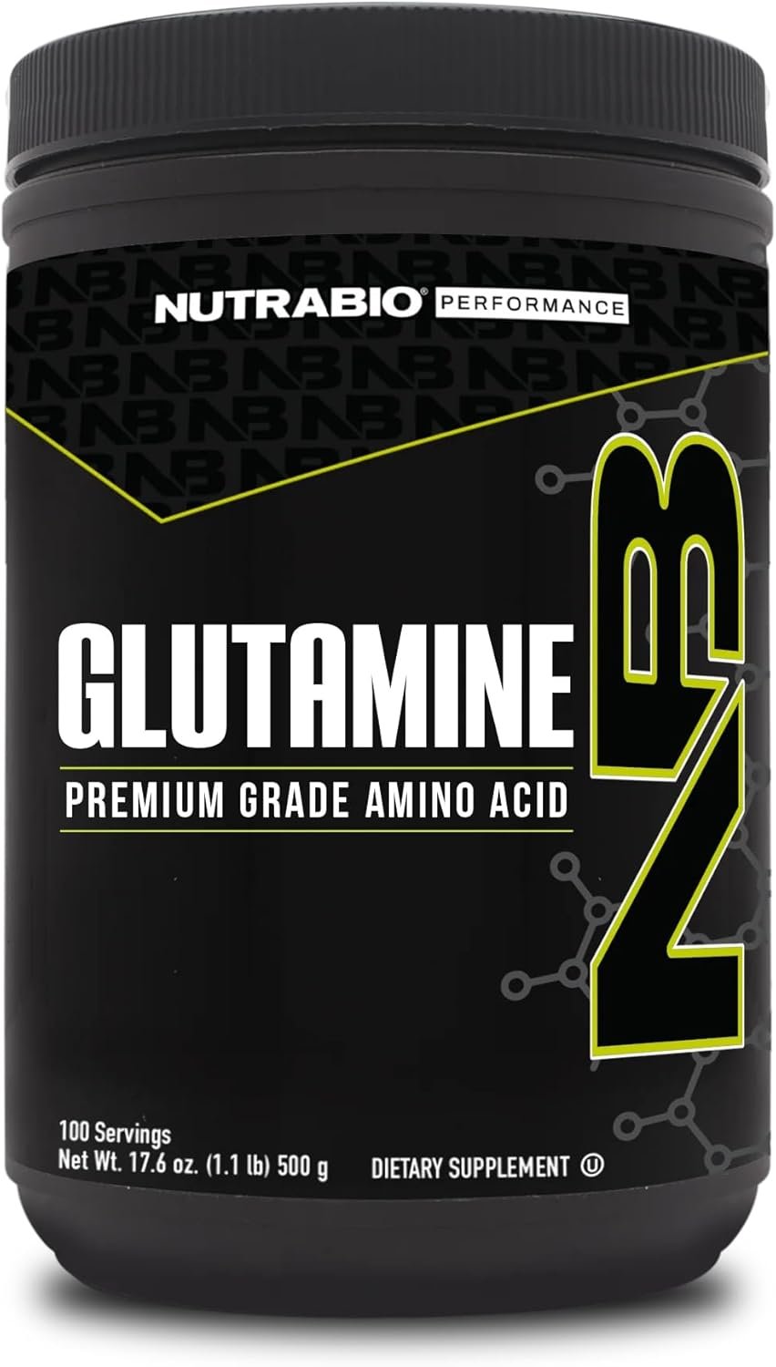 NutraBio Pure L-Glutamine Powder, 100 Servings L-Glutamine Supplement, Amino Acid, Pure Grade, Glutamina, Absolutely no Additives, Fillers or Excipients, Muscle Recovery Supplement – (500 Grams)
