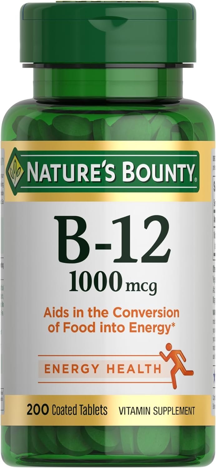 Nature’s Bounty Vitamin B12 1000 mcg Supplements, Supports Energy Metabolism, 200 Ct
