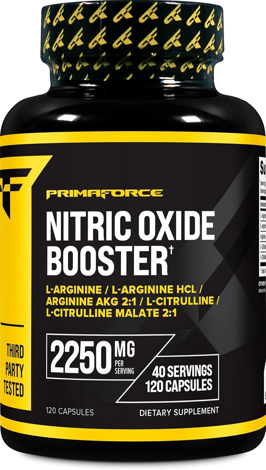 Primaforce Nitric Oxide Booster (2,250mg, 120 Capsules) – 40 Servings of Our Nitric Oxide Boosting Blend for Pre-Workout and Post-Workout
