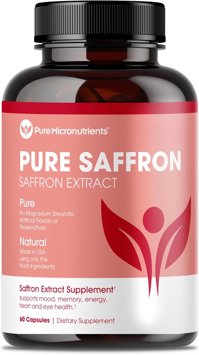 Saffron Supplements – 100% Pure Saffron Extract Capsules – Boost Energy & Mood, Support Eye & Heart Health