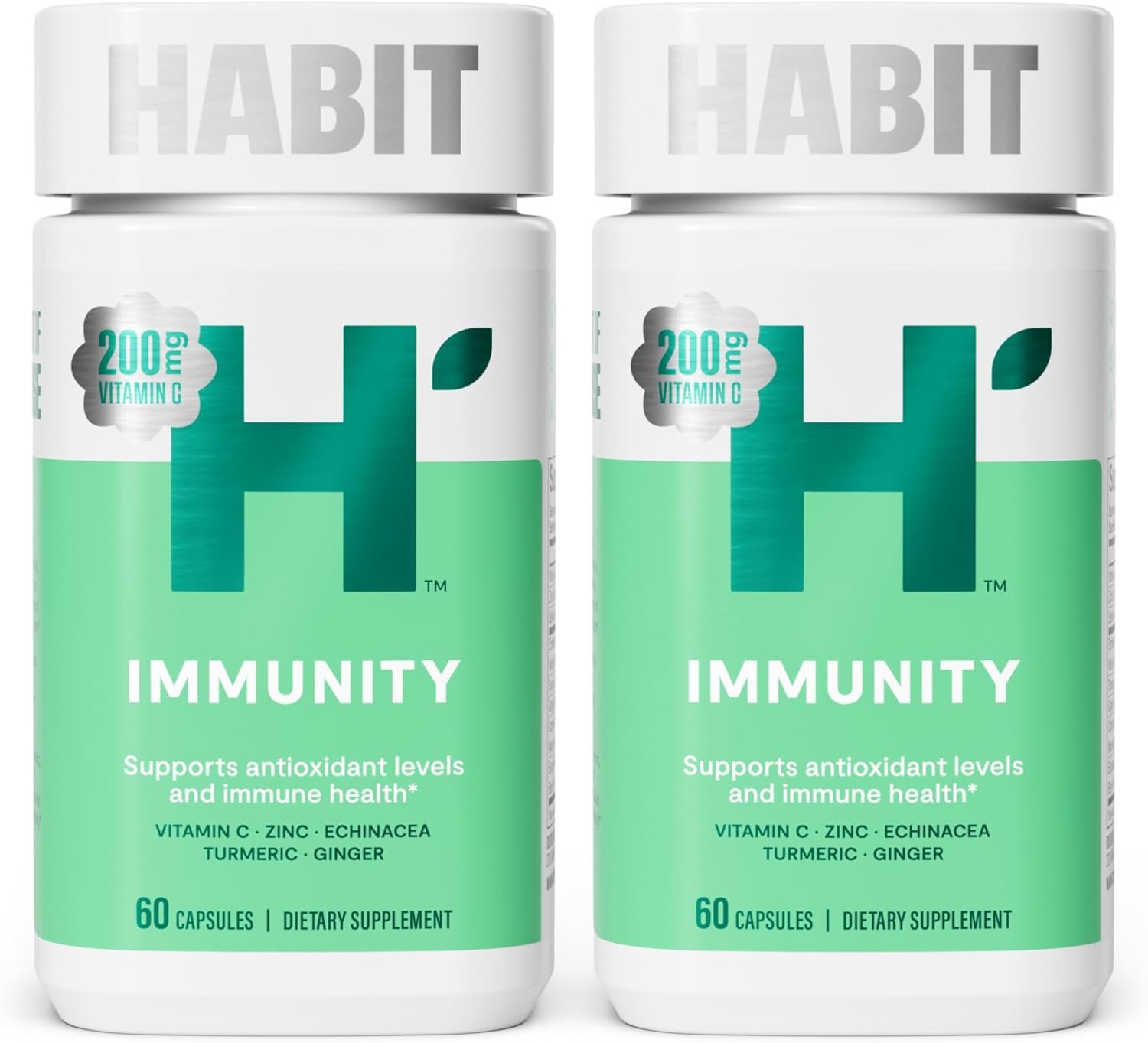 Habit Immunity Supplement 2 Pack (120 Capsules) – New Look, Echinacea, Elderberry, Turmeric, Zinc Blend to Support Immune Health and Antioxidant Levels, Vegan, Non-GMO